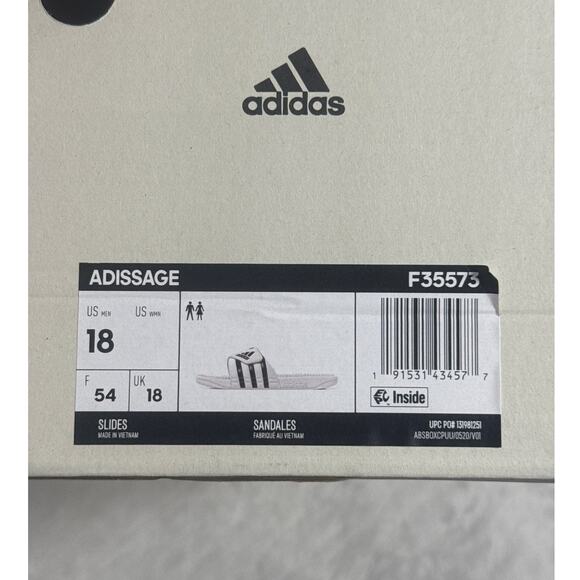 NWB Adidas Adissage Mens White and Black Slide Sandal Size 18 - Picture 3 of 7